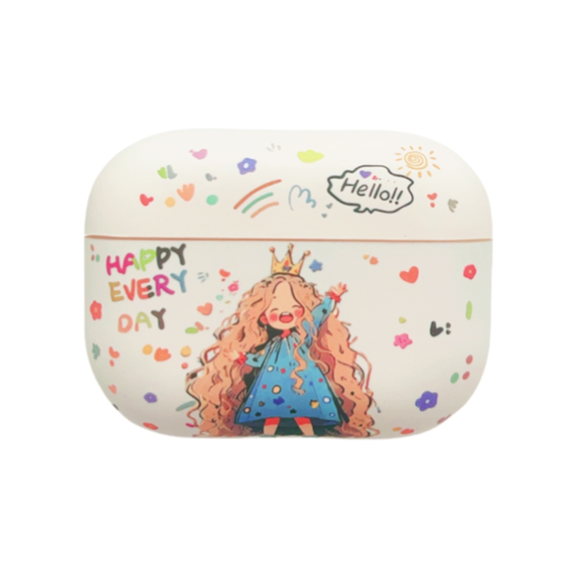 For AirPods Pro Girl Pattern Earbuds Box Frosted TPU Case(Crown) - Shopkiz.com