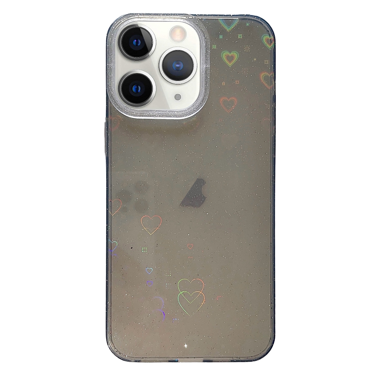For iPhone 11 Pro Max Love Pattern Transparent Lens Frame IMD Acrylic Phone Case(Black) - Shopkiz.com