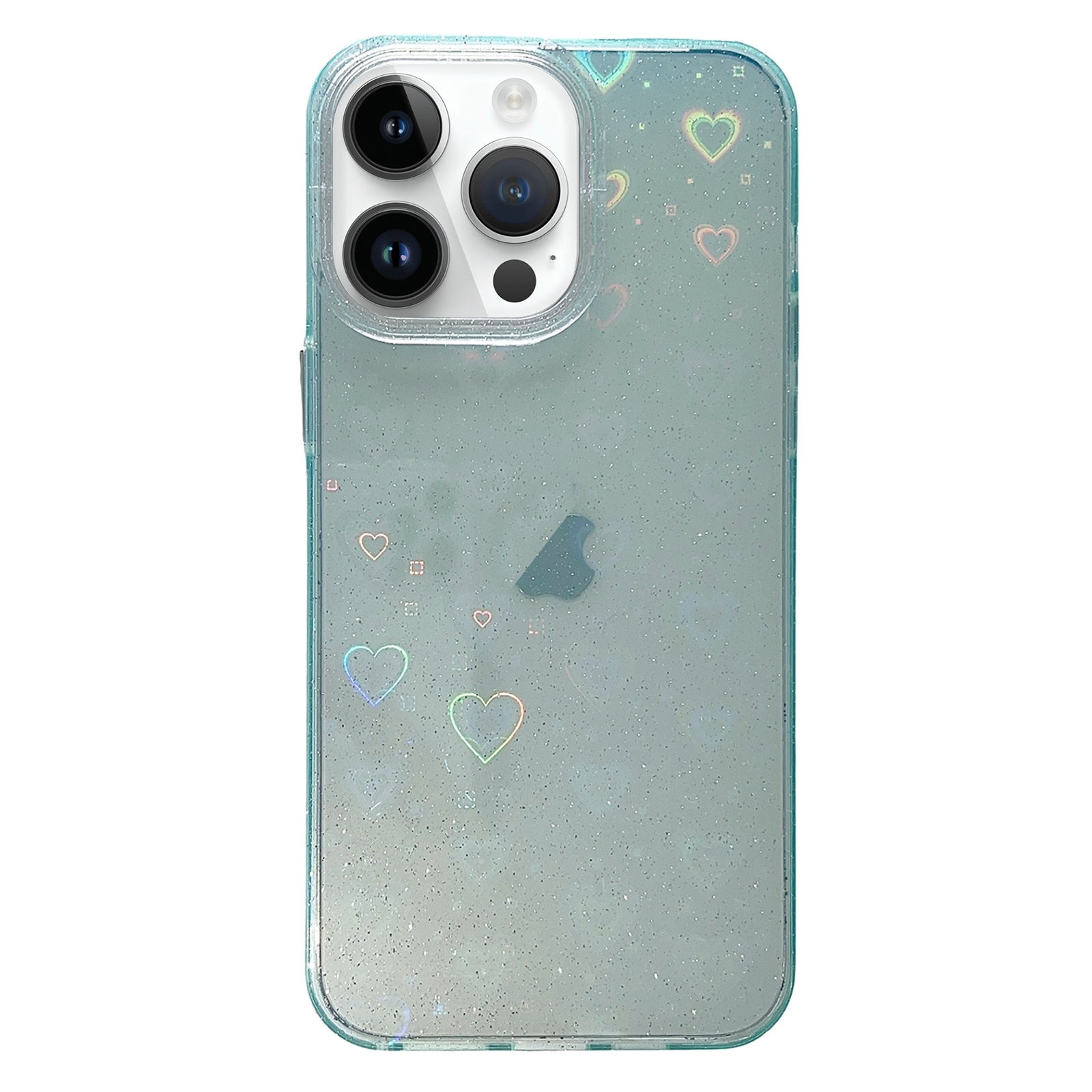 For iPhone 13 Pro Max Love Pattern Transparent Lens Frame IMD Acrylic Phone Case(Green) - Shopkiz.com
