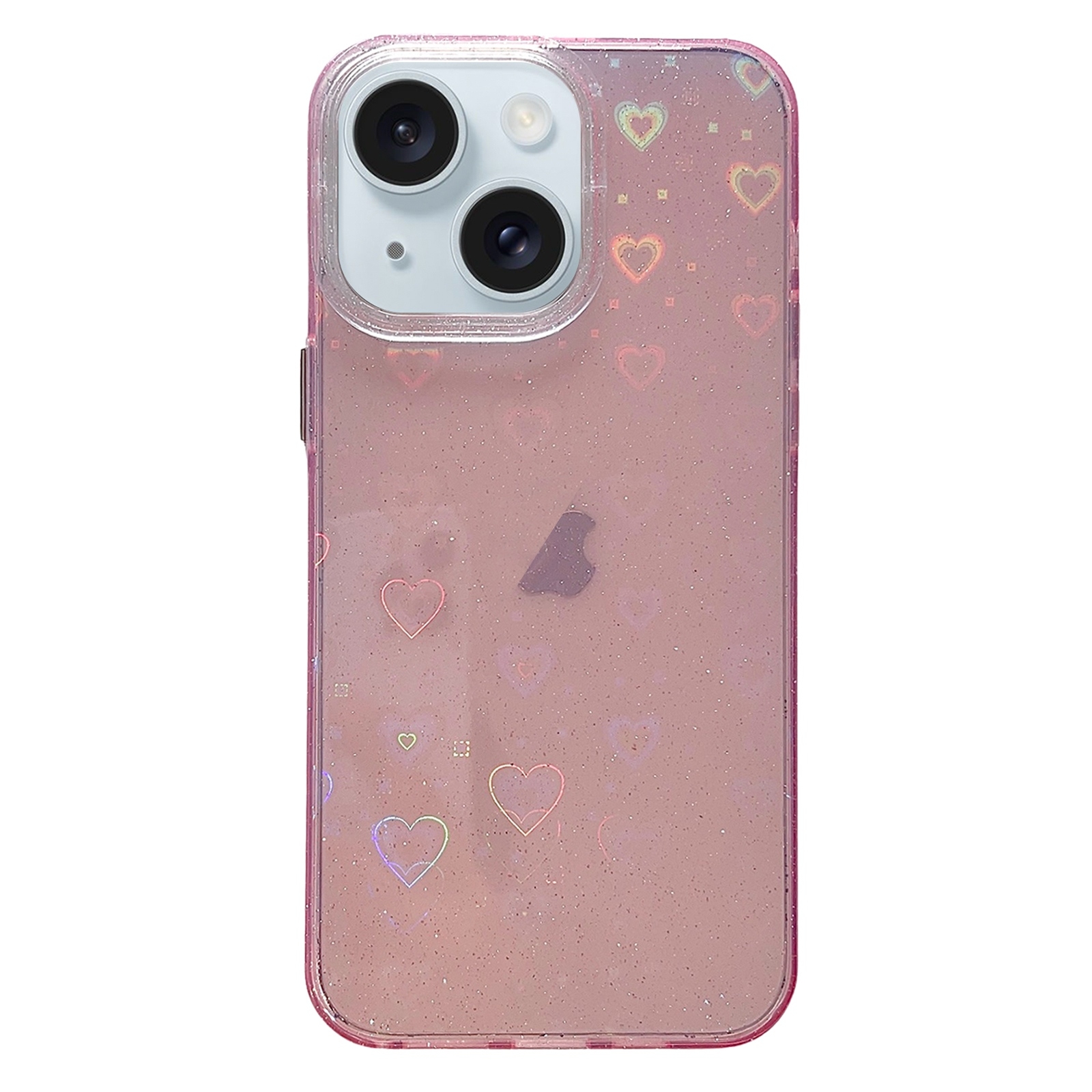 For iPhone 14 Love Pattern Transparent Lens Frame IMD Acrylic Phone Case(Pink) - Shopkiz.com