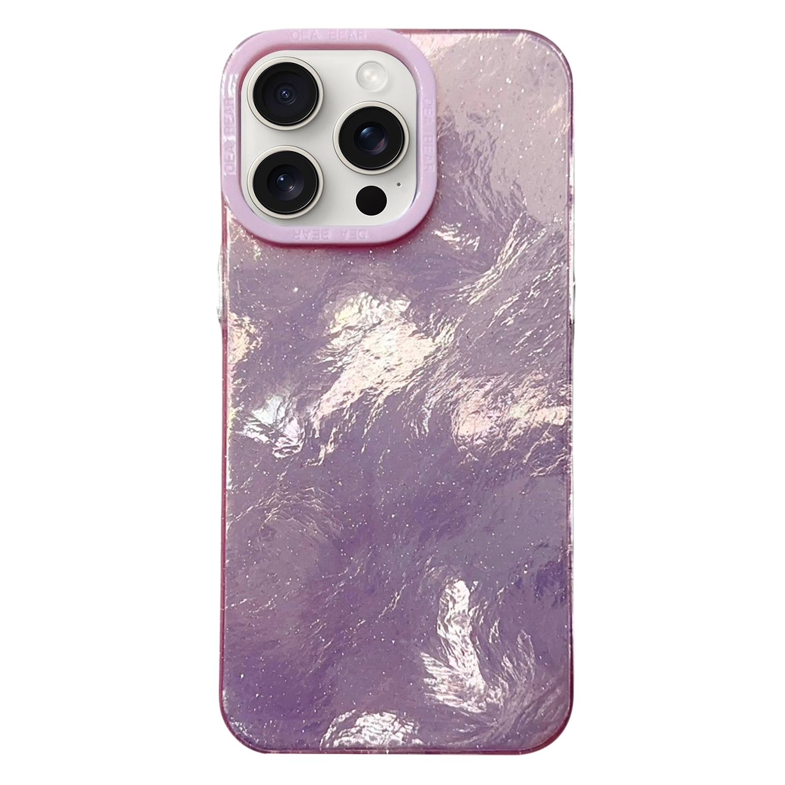 For iPhone 15 Pro Max Tinfoil Texture Colorful Lens Frame IMD Acrylic Phone Case(Pink) - Shopkiz.com