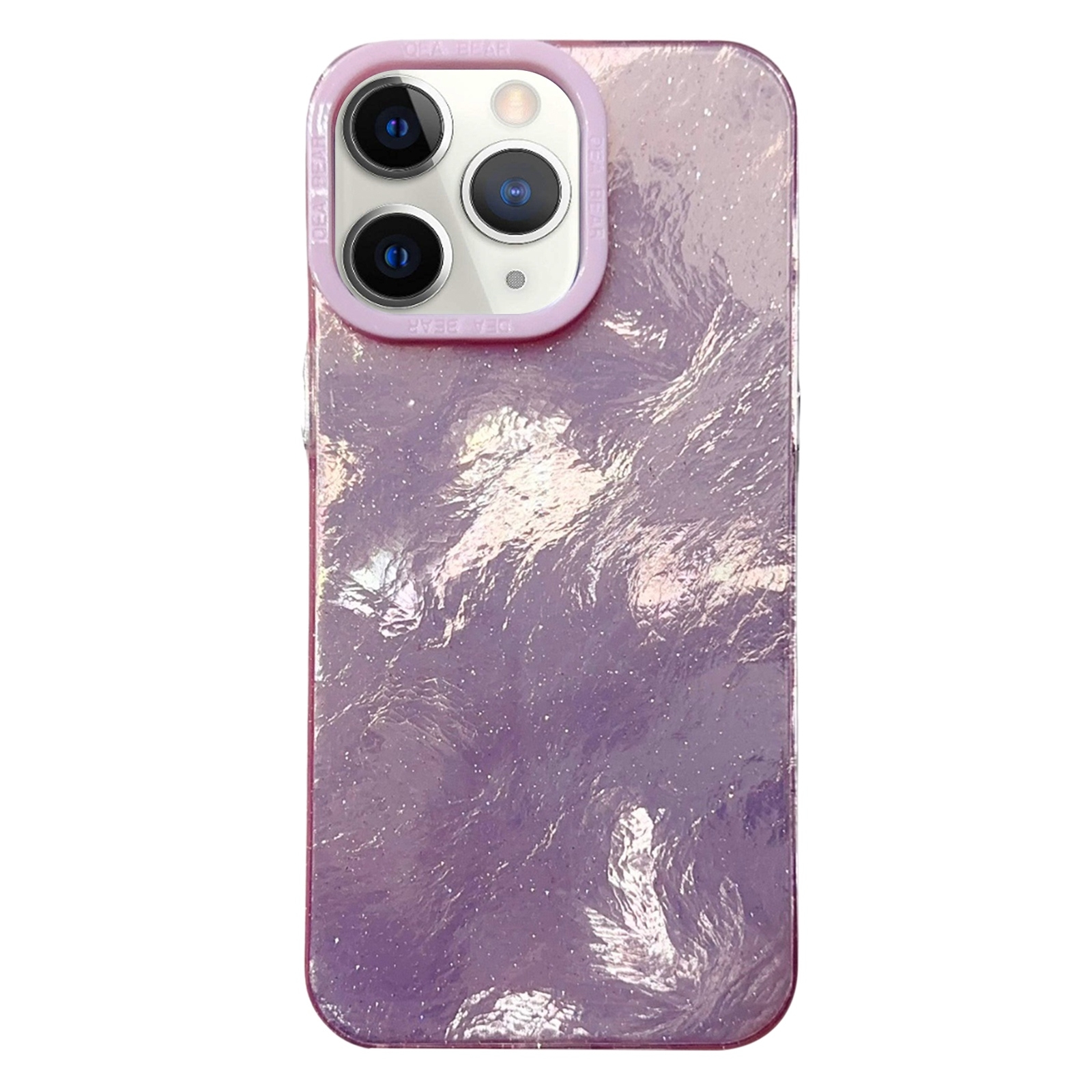 For iPhone 11 Pro Max Tinfoil Texture Colorful Lens Frame IMD Acrylic Phone Case(Pink) - Shopkiz.com