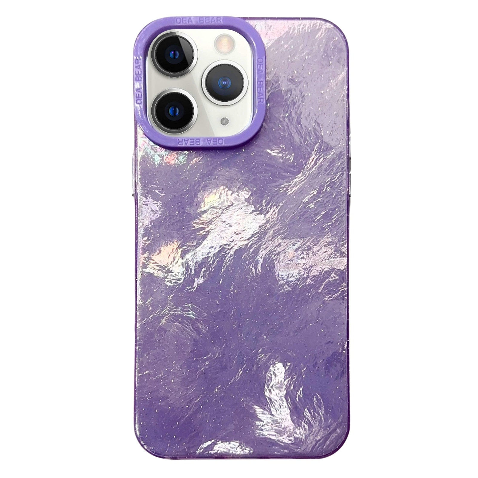 For iPhone 11 Pro Max Tinfoil Texture Colorful Lens Frame IMD Acrylic Phone Case(Purple) - Shopkiz.com