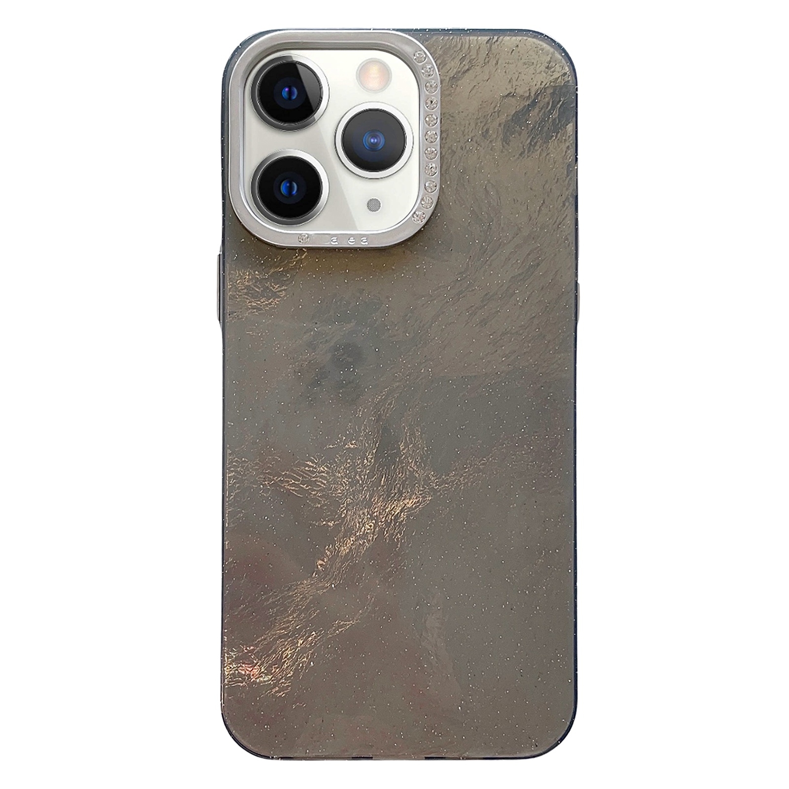 For iPhone 11 Pro Max Tinfoil Texture Diamond Lens Frame IMD Acrylic Phone Case(Black) - Shopkiz.com