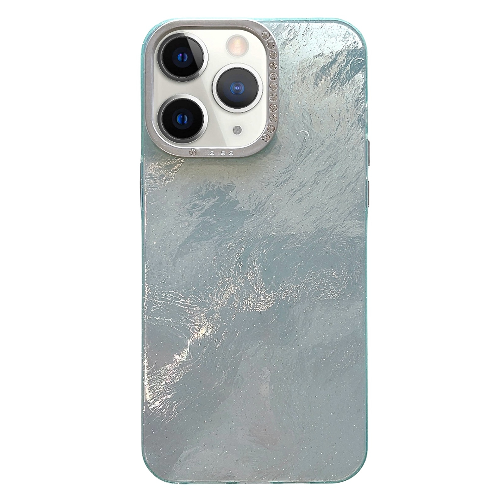 For iPhone 11 Pro Max Tinfoil Texture Diamond Lens Frame IMD Acrylic Phone Case(Green) - Shopkiz.com
