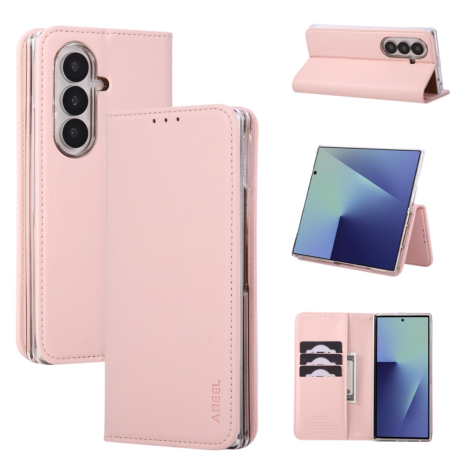 For Galaxy Z Fold8 Ultra 5G ABEEL RFID Magnetic Flip Leather Phone Case(Pink) - Shopkiz.com