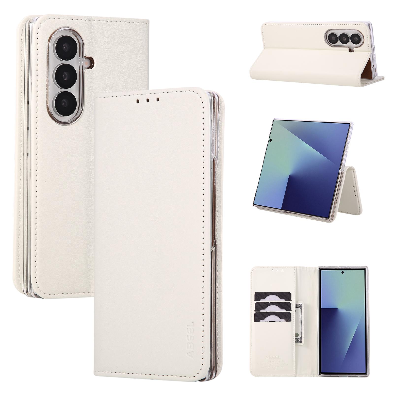 For Galaxy Z Fold8 Ultra 5G ABEEL RFID Magnetic Flip Leather Phone Case(White) - Shopkiz.com