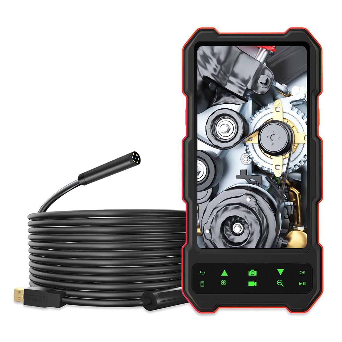 T21 4.5 inch IPS Color Screen 3.9mm Single Camera Split Hard Cable Industrial Endoscope, Length:5m(Black Red) - Shopkiz.com