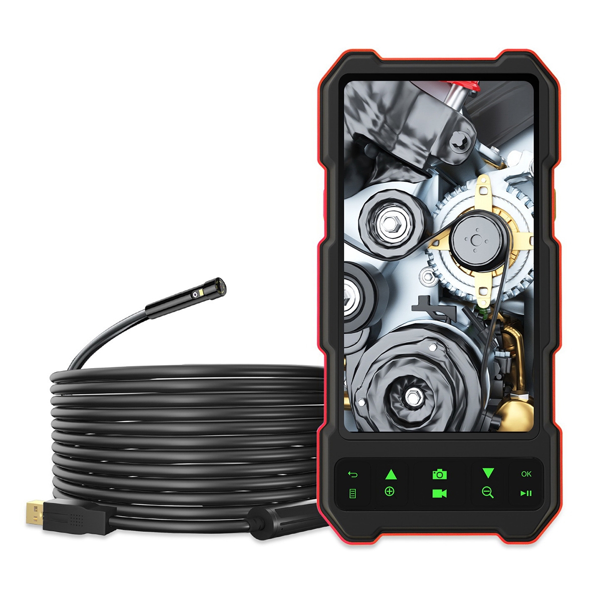 T21 4.5 inch IPS Color Screen 7.9mm Dual Camera Split Hard Cable Industrial Endoscope, Length:5m(Black Red) - Shopkiz.com