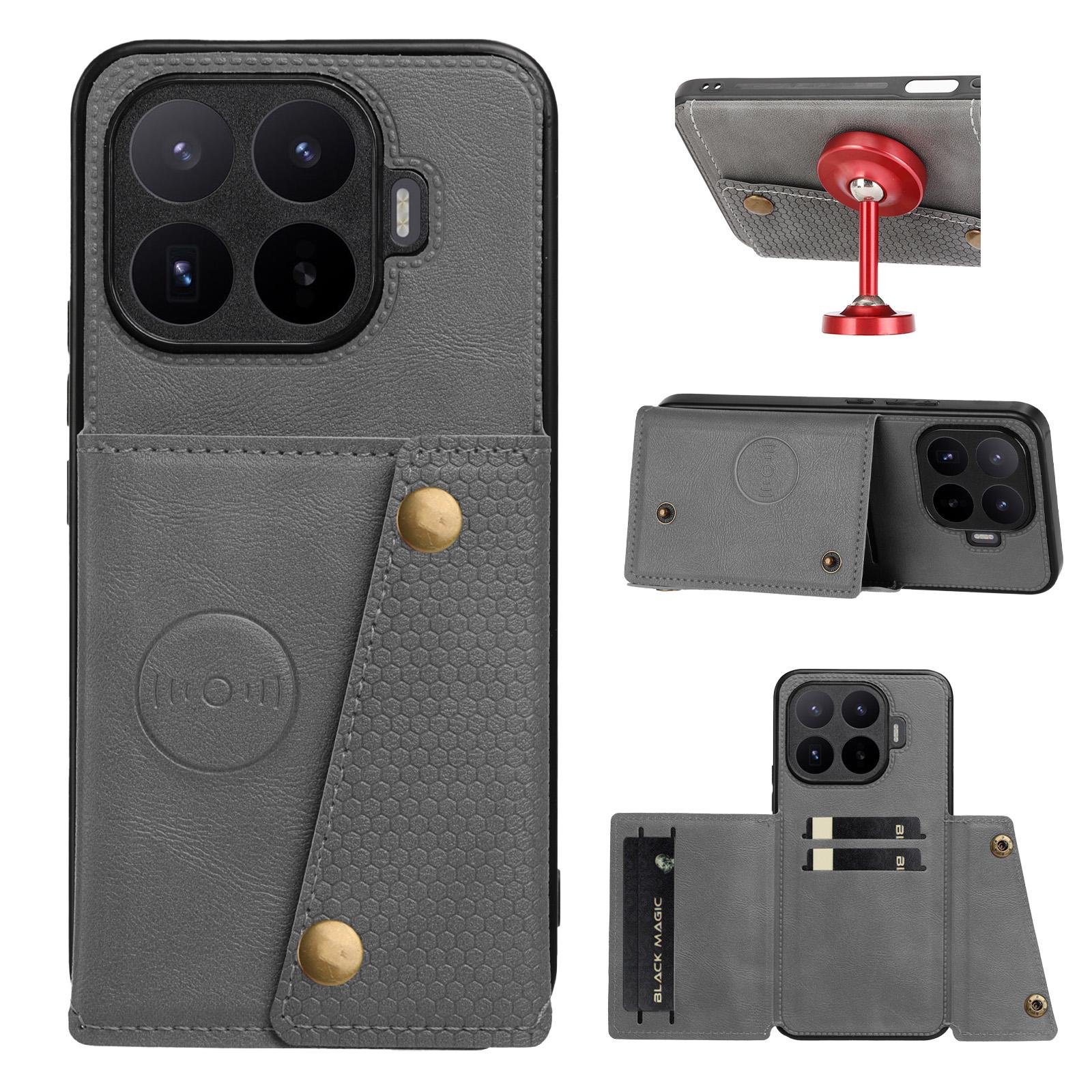 For Xiaomi 17T Pro 5G Double Buckle Card Slots Magnetic Phone Case(Grey) - Shopkiz.com