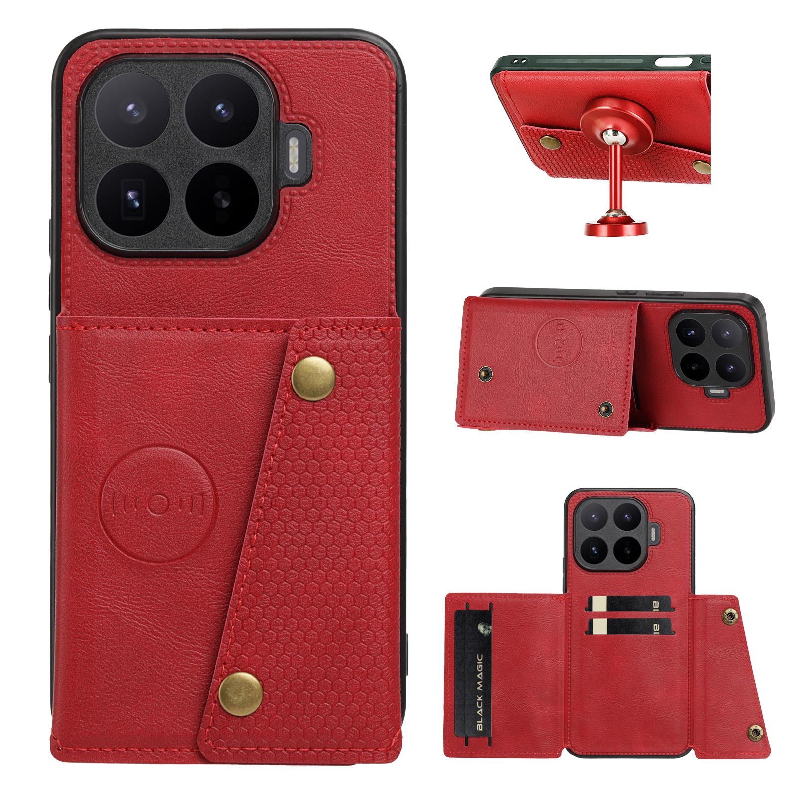 For Xiaomi 17T Pro 5G Double Buckle Card Slots Magnetic Phone Case(Red) - Shopkiz.com
