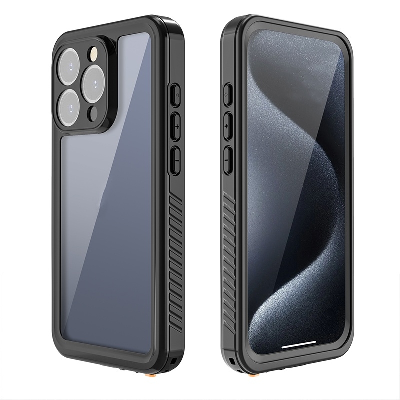 For iPhone 15 Pro Max RedPepper Shockproof IP68 Waterproof PC + TPU Protective Case(Black) - Shopkiz.com