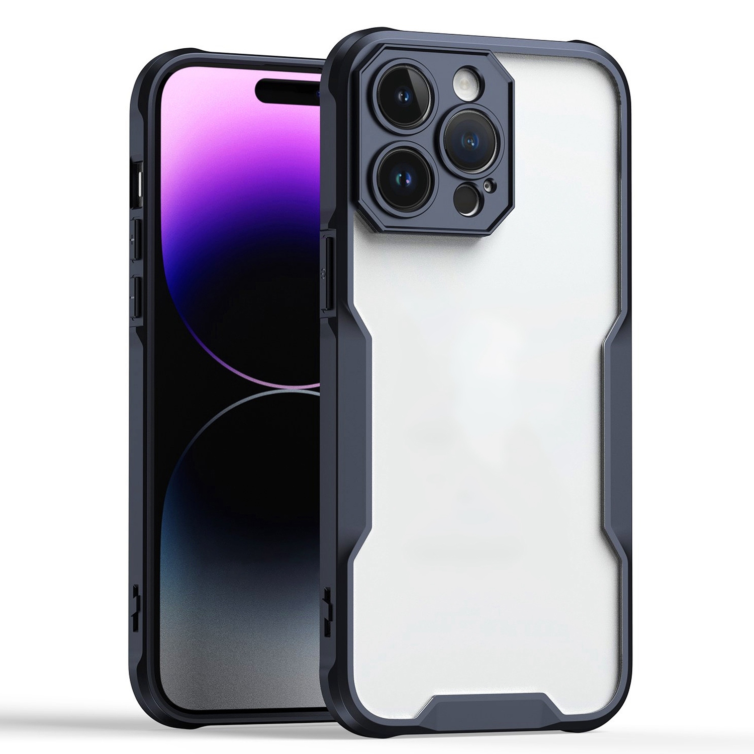 For iPhone 14 Pro Max Armor Shockproof PC Hybrid TPU Phone Case(Black) - Shopkiz.com