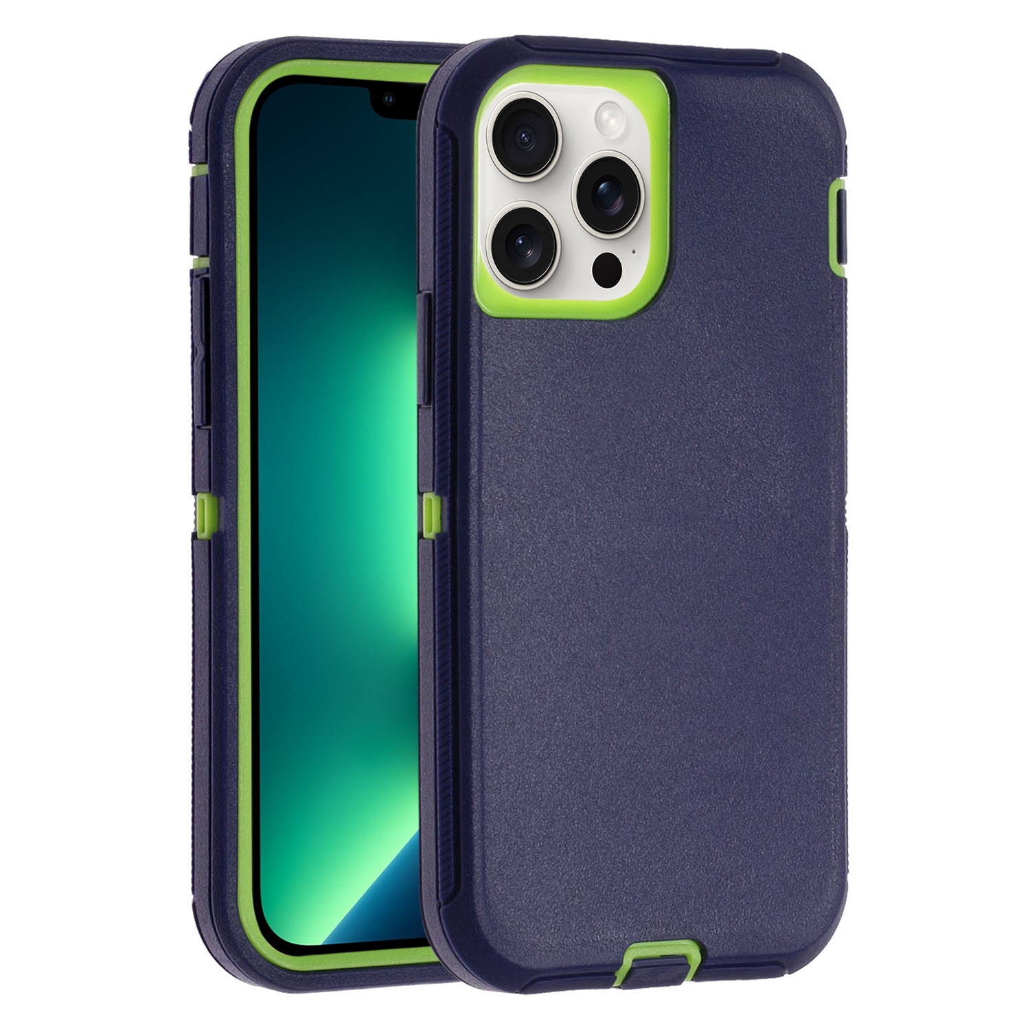 For iPhone 13 Pro Max Robot Three-proof Life Waterproof Phone Case with Holder(Royal Blue + Green) - Shopkiz.com