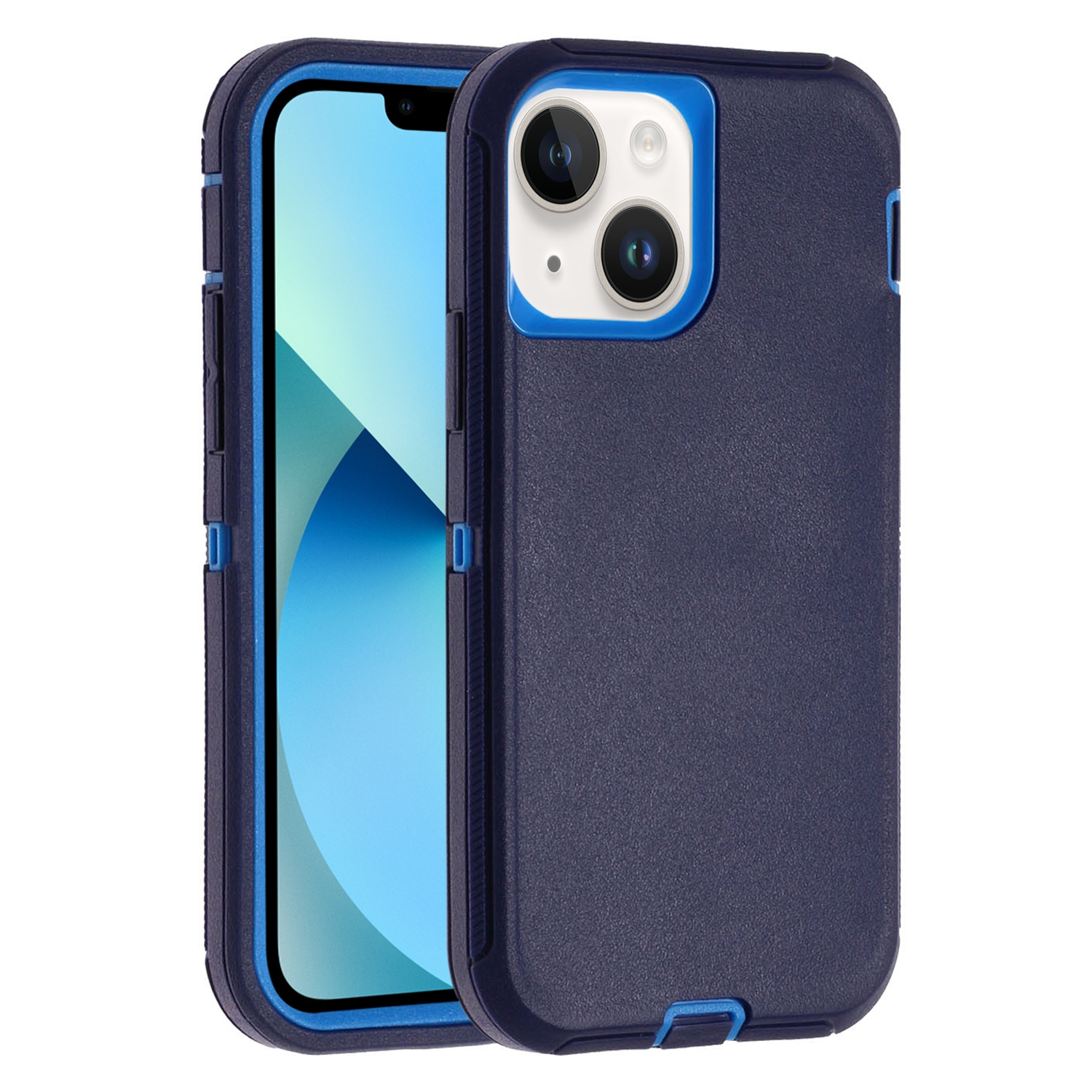 For iPhone 13 Robot Three-proof Life Waterproof Phone Case with Holder(Royal Blue + Blue) - Shopkiz.com