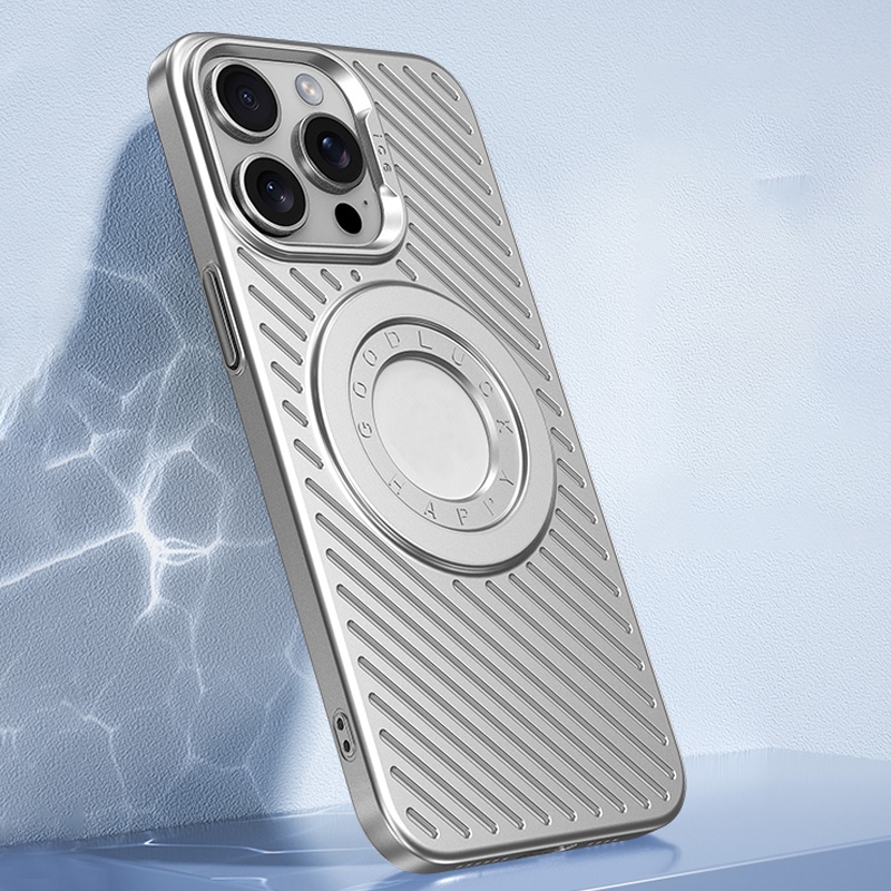 For iPhone 15 Pro Ice Armor Cooling MagSafe Skin Feel Phone Case(Ice Silver) - Shopkiz.com