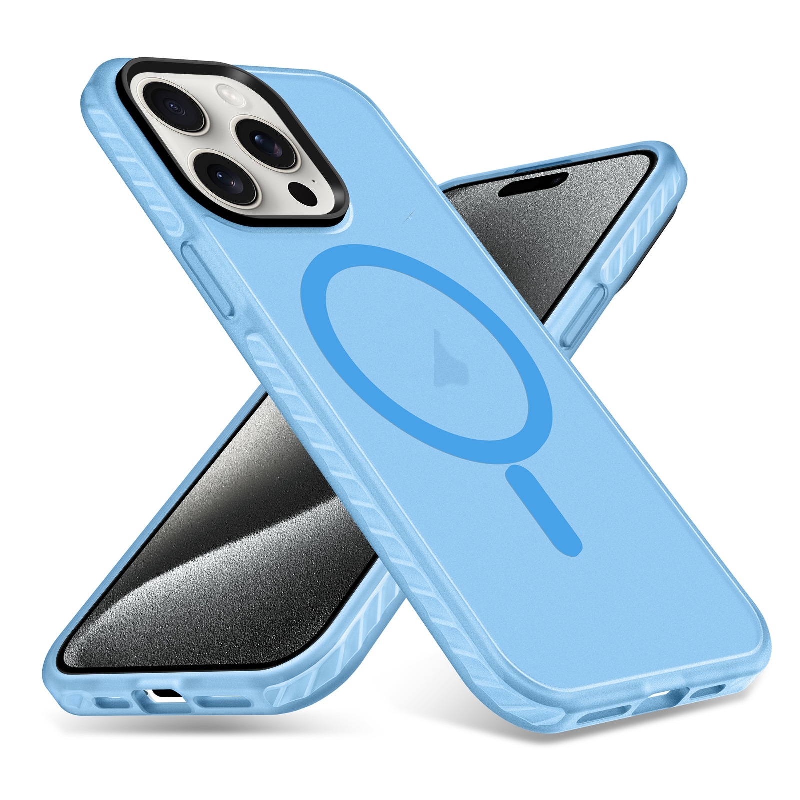 For iPhone 15 Pro Skin Feel Airbag Shockproof MagSafe Phone Case(Blue) - Shopkiz.com