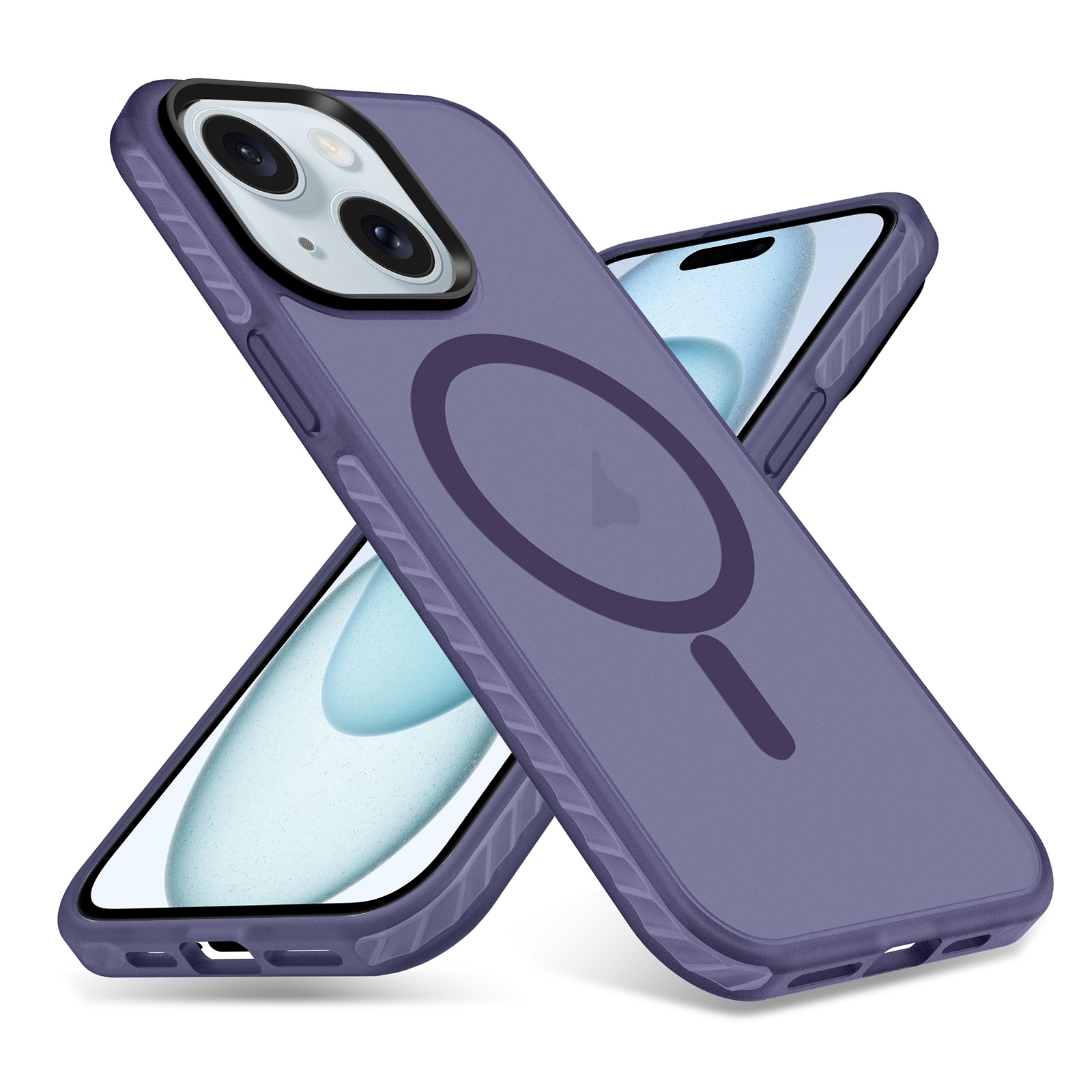 For iPhone 15 Skin Feel Airbag Shockproof MagSafe Phone Case(Purple) - Shopkiz.com