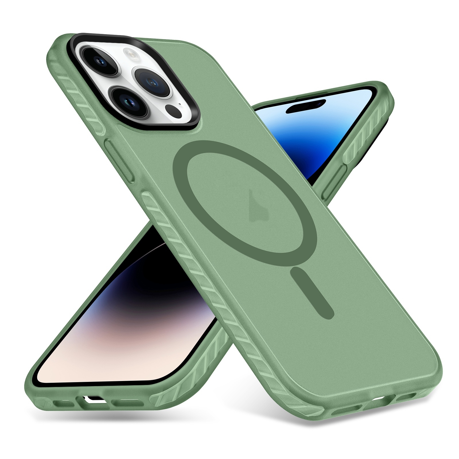 For iPhone 14 Pro Max Skin Feel Airbag Shockproof MagSafe Phone Case(Green) - Shopkiz.com