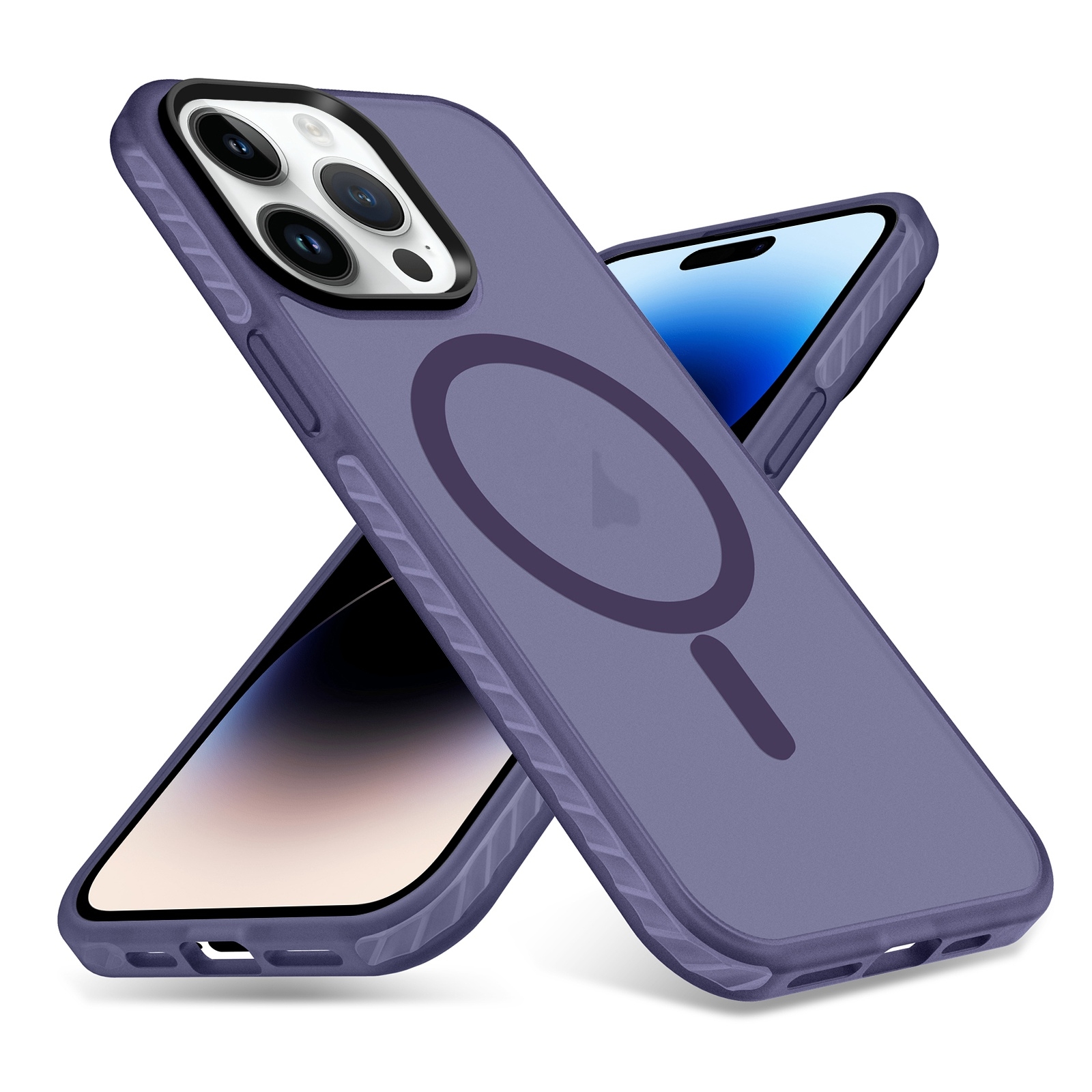 For iPhone 14 Pro Max Skin Feel Airbag Shockproof MagSafe Phone Case(Purple) - Shopkiz.com