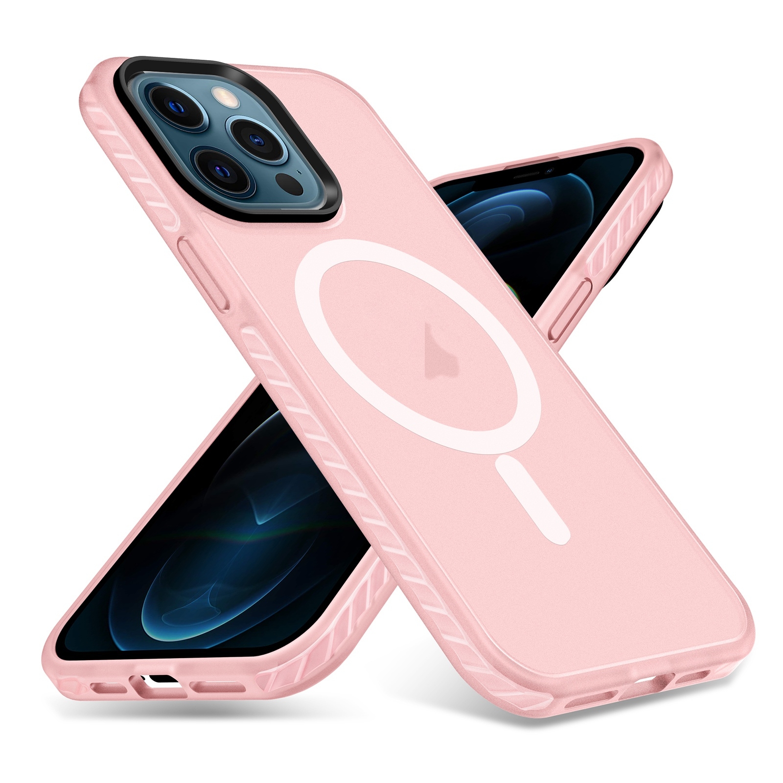 For iPhone 12 Pro Max Skin Feel Airbag Shockproof MagSafe Phone Case(Pink) - Shopkiz.com