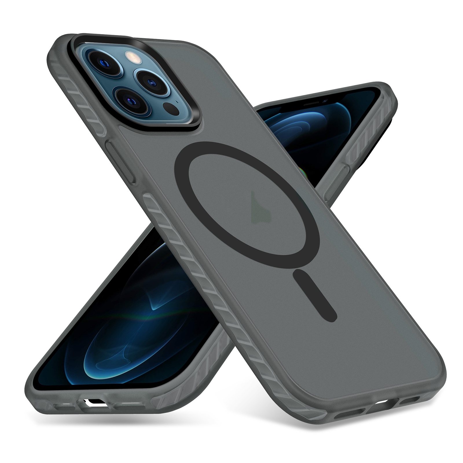 For iPhone 12 Pro Max Skin Feel Airbag Shockproof MagSafe Phone Case(Black) - Shopkiz.com