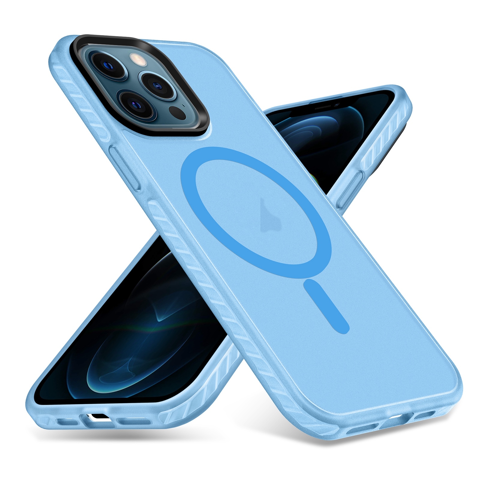 For iPhone 12 Pro Max Skin Feel Airbag Shockproof MagSafe Phone Case(Blue) - Shopkiz.com