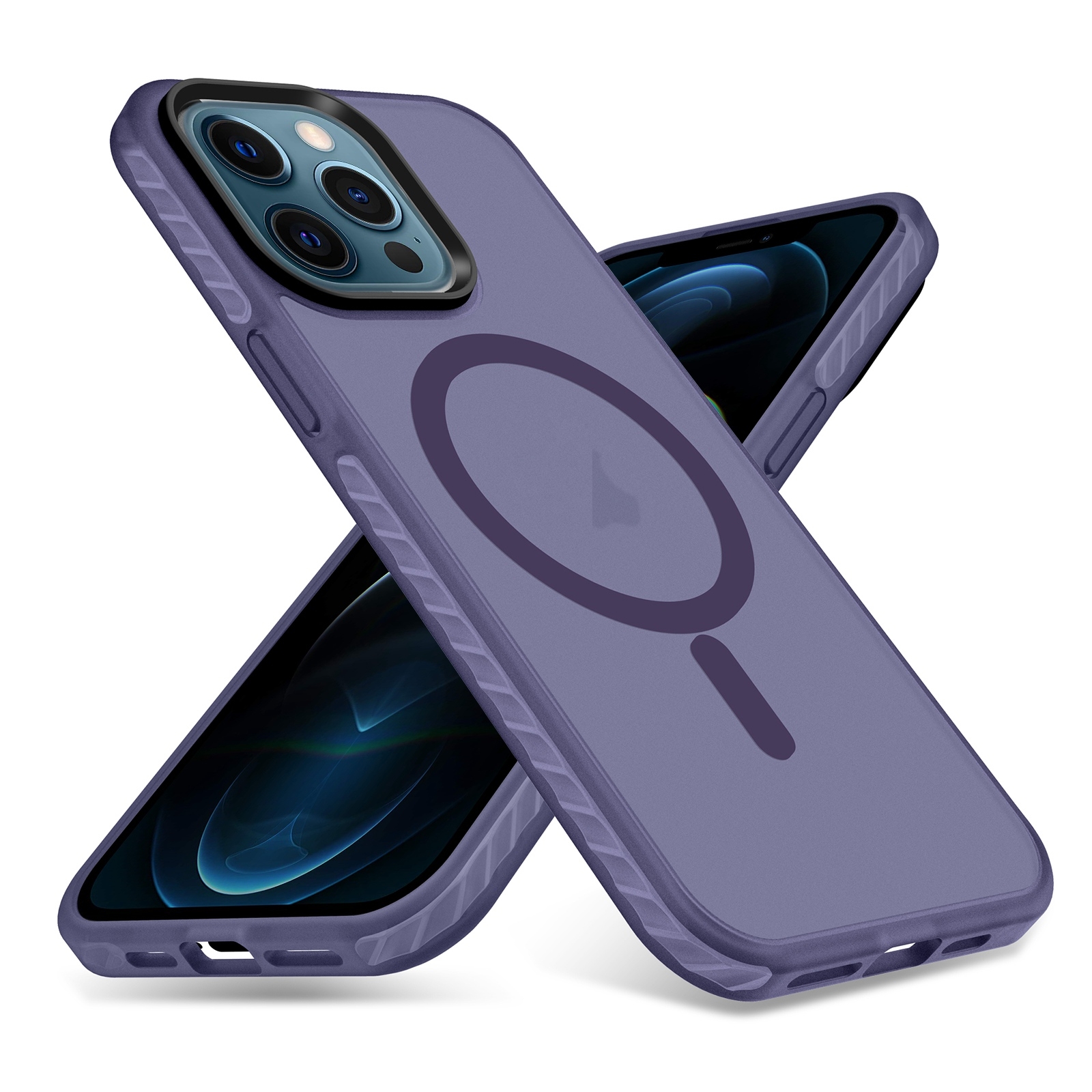 For iPhone 12 Pro Max Skin Feel Airbag Shockproof MagSafe Phone Case(Purple) - Shopkiz.com