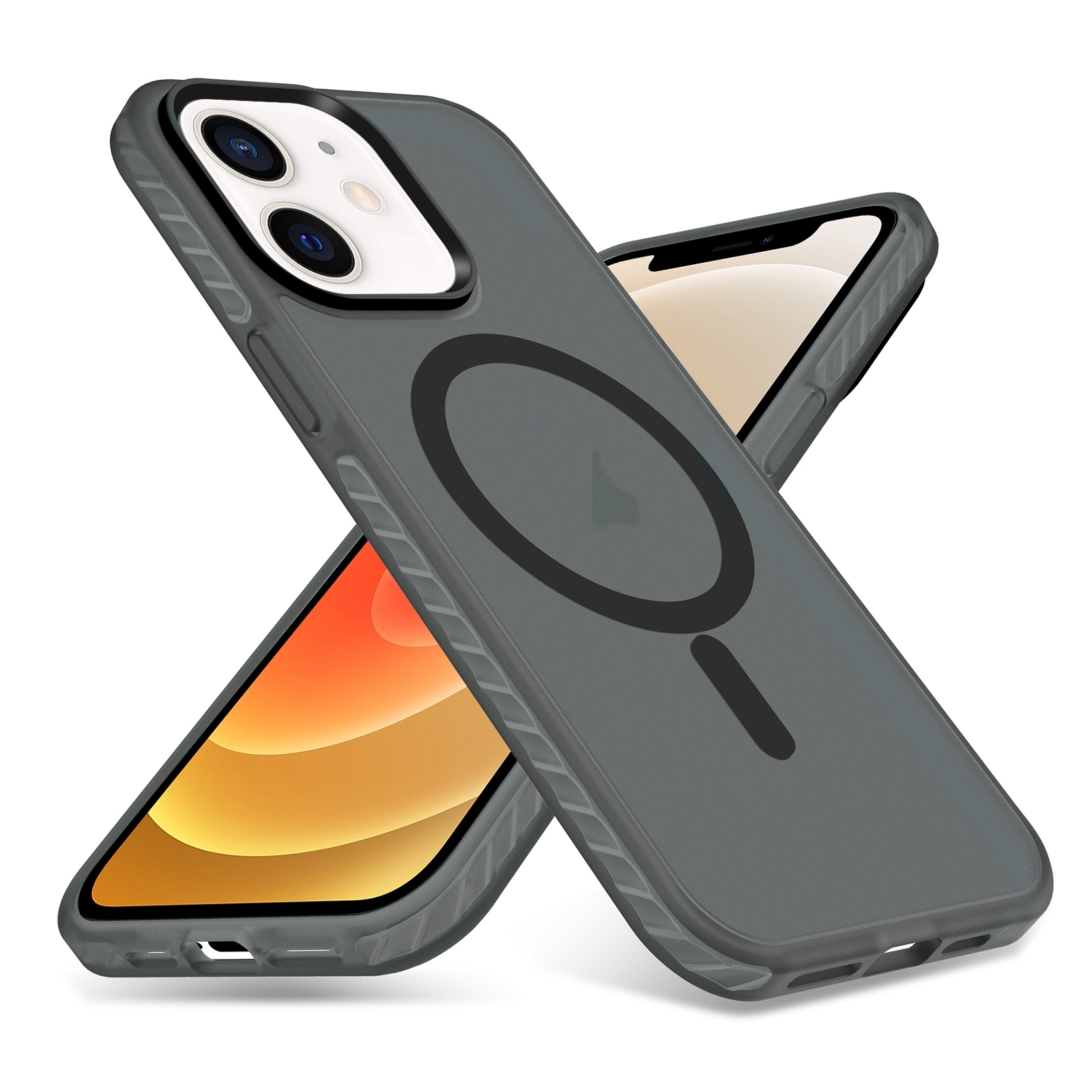 For iPhone 12 / 12 Pro Skin Feel Airbag Shockproof MagSafe Phone Case(Black) - Shopkiz.com