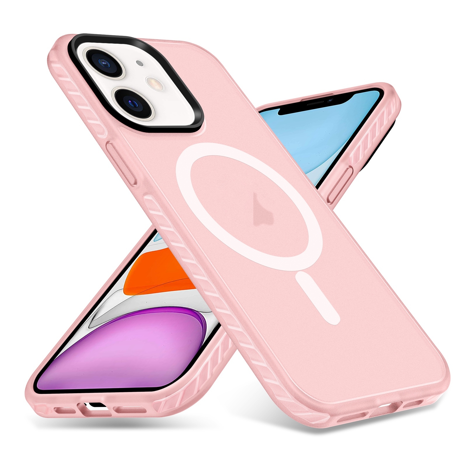 For iPhone 11 Skin Feel Airbag Shockproof MagSafe Phone Case(Pink) - Shopkiz.com