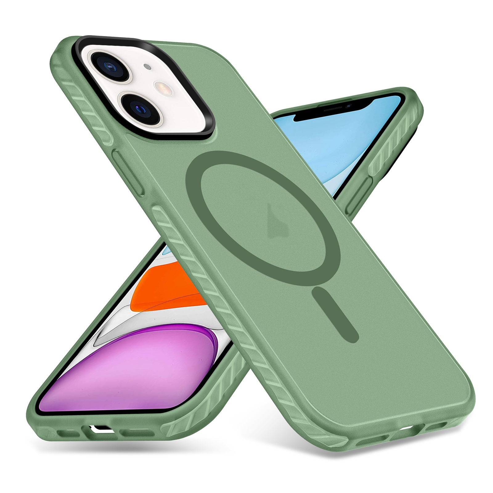 For iPhone 11 Skin Feel Airbag Shockproof MagSafe Phone Case(Green) - Shopkiz.com