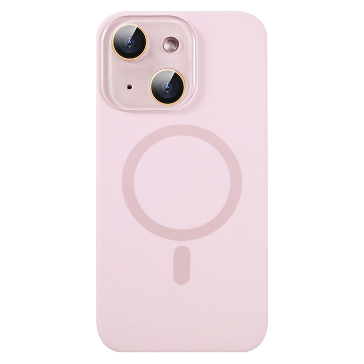 For iPhone 15 Plus Liquid Silicone MagSafe Full Coverage Phone Case with Lens Film(Pink) - Shopkiz.com