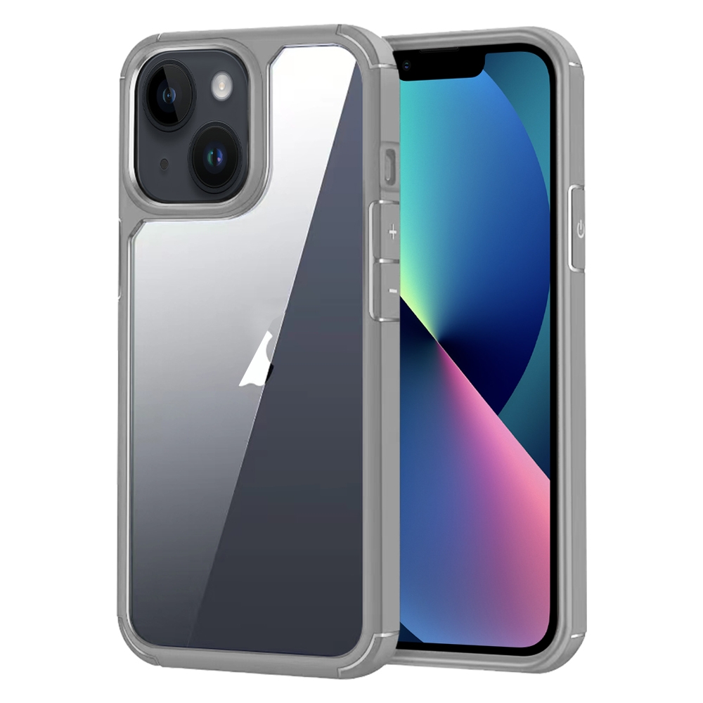 For iPhone 13 Acrylic+TPU Transparent Shockproof Phone Case(Grey) - Shopkiz.com