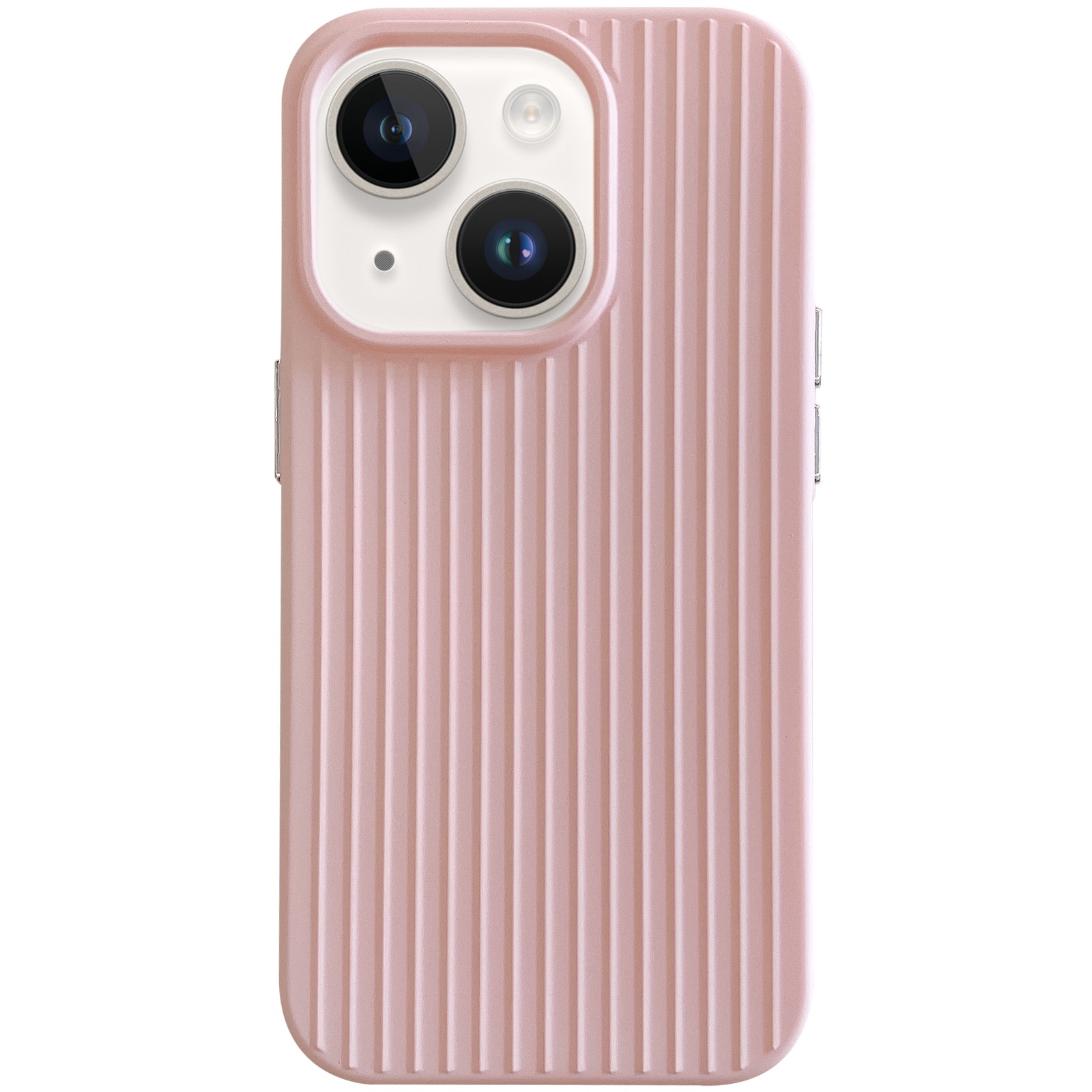 For iPhone 14 Macaroon Tile Stripe TPU Hybrid PC Phone Case(Pink) - Shopkiz.com