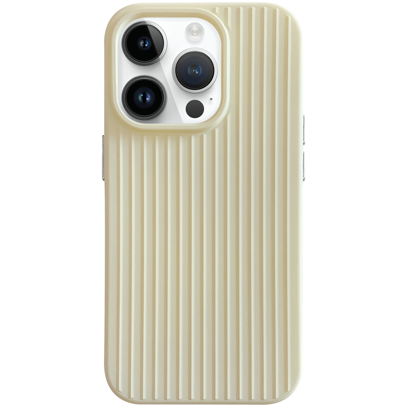 For iPhone 14 Pro Max Macaroon Tile Stripe TPU Hybrid PC Phone Case(Yellow) - Shopkiz.com