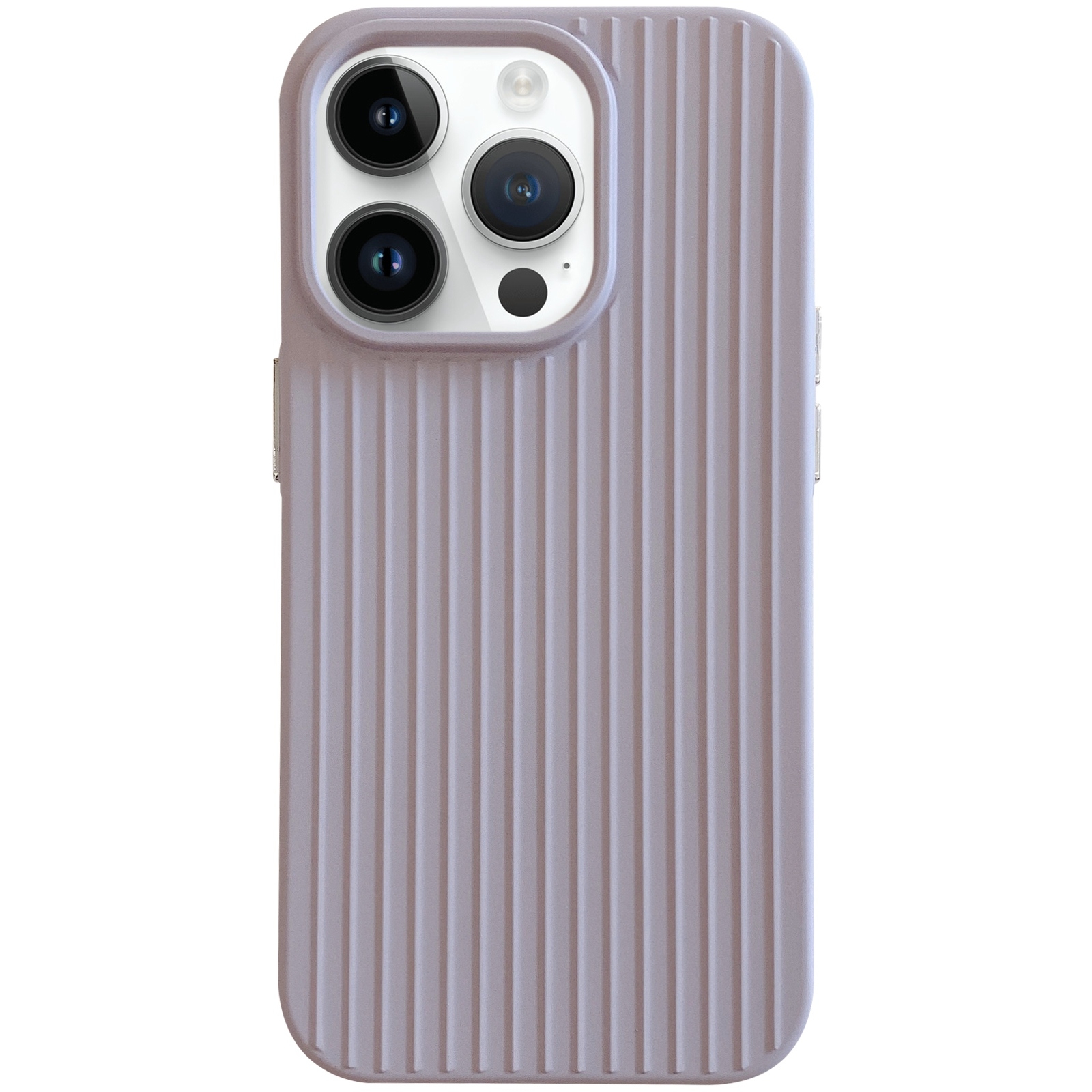 For iPhone 14 Pro Max Macaroon Tile Stripe TPU Hybrid PC Phone Case(Lavender Grey) - Shopkiz.com