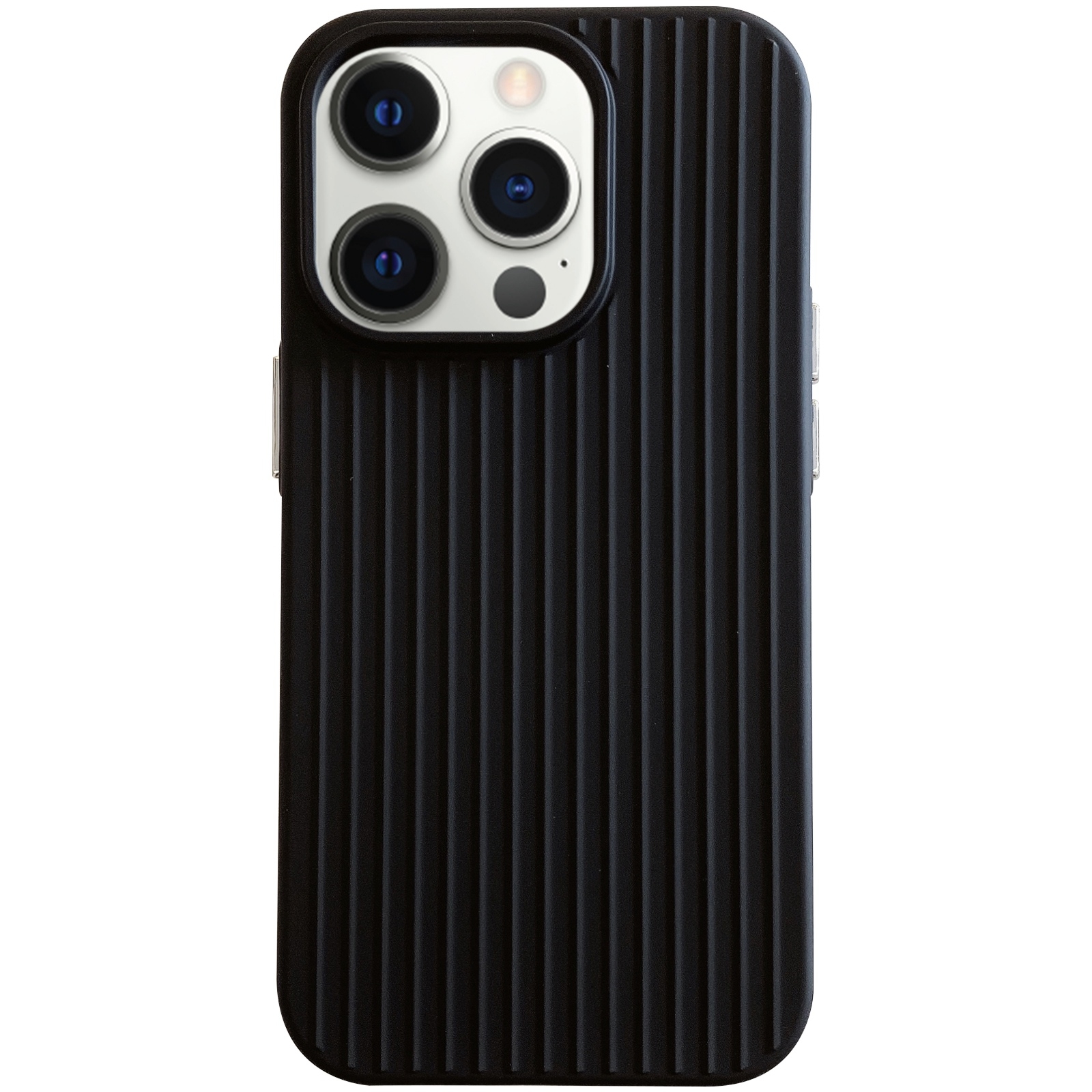For iPhone 12 Pro Max Macaroon Tile Stripe TPU Hybrid PC Phone Case(Black) - Shopkiz.com
