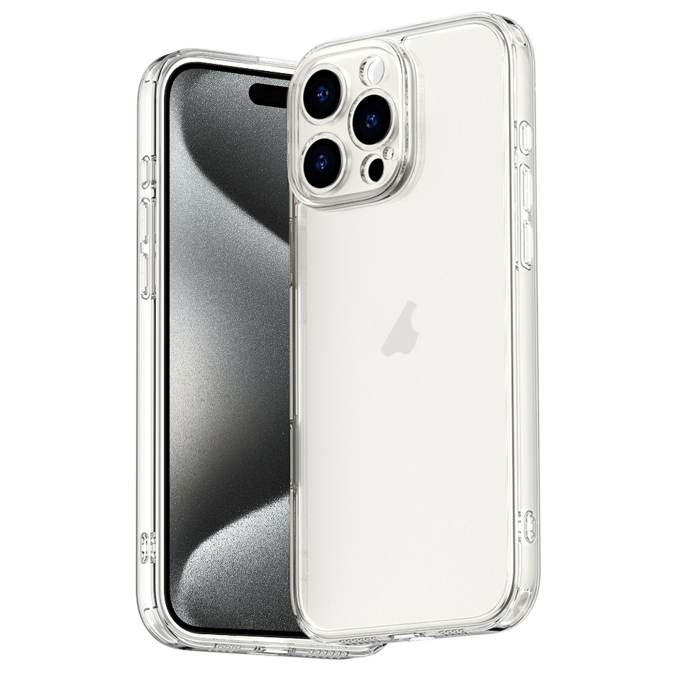 For iPhone 15 Pro Max Four Corner Airbag Transparent Glass Phone Case - Shopkiz.com