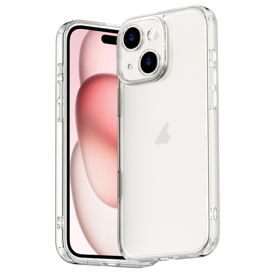 For iPhone 15 Plus Four Corner Airbag Transparent Glass Phone Case - Shopkiz.com