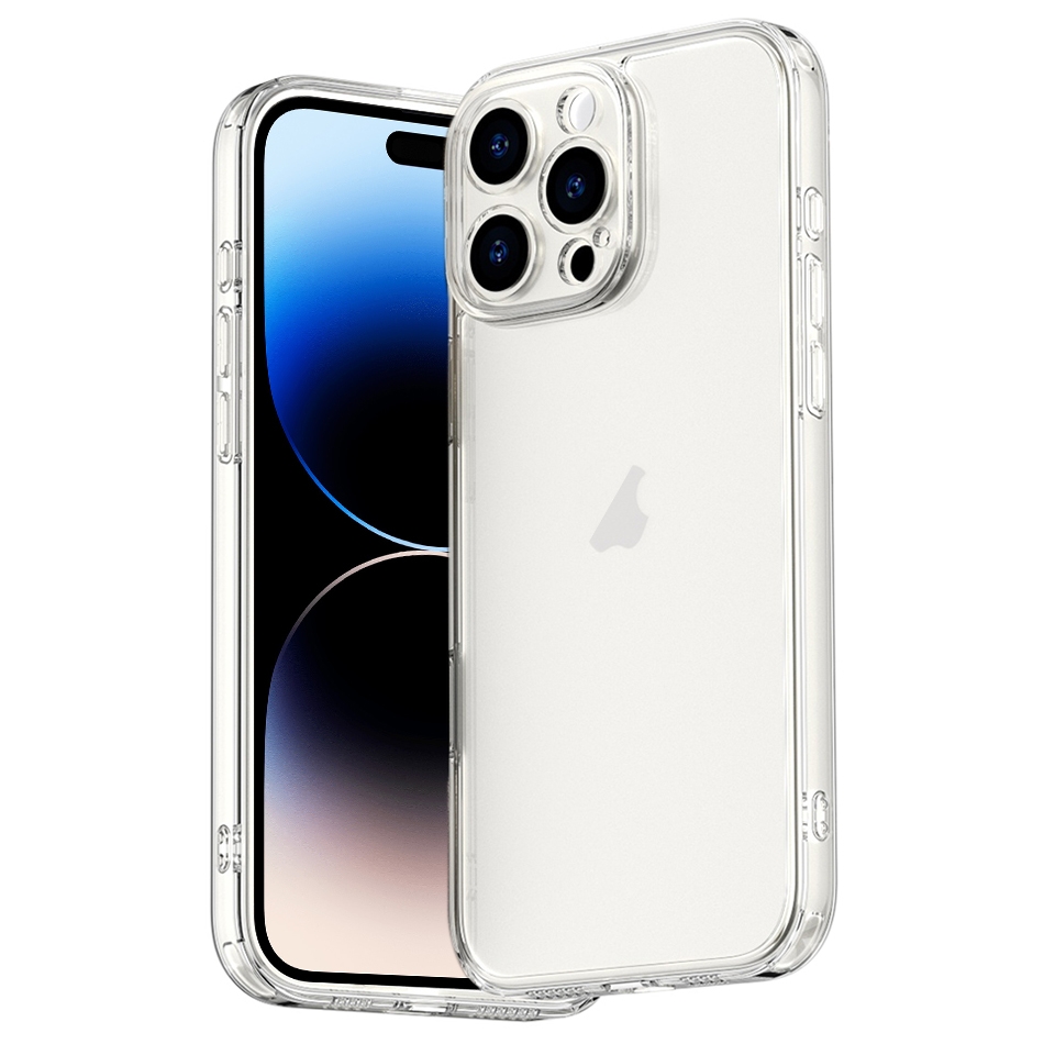 For iPhone 14 Pro Max Four Corner Airbag Transparent Glass Phone Case - Shopkiz.com