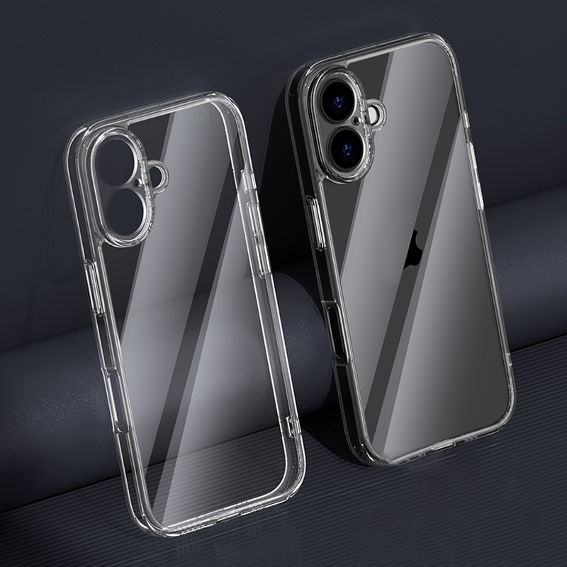 For iPhone 16 Four Corner Airbag Transparent Glass Phone Case - Shopkiz.com