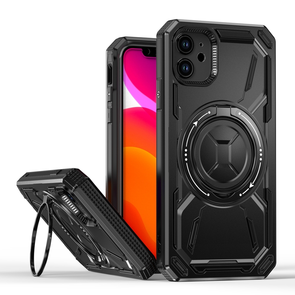 For iPhone 11 Armor II Series MagSafe Magnetic Holder Phone Case(Black) - Shopkiz.com