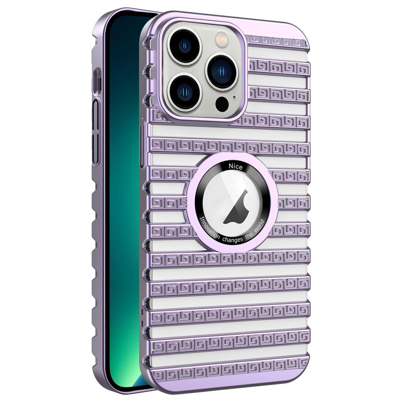 For iPhone 13 Pro Max Cooling Ladder Electroplated Hollow Phone Case(Purple) - Shopkiz.com