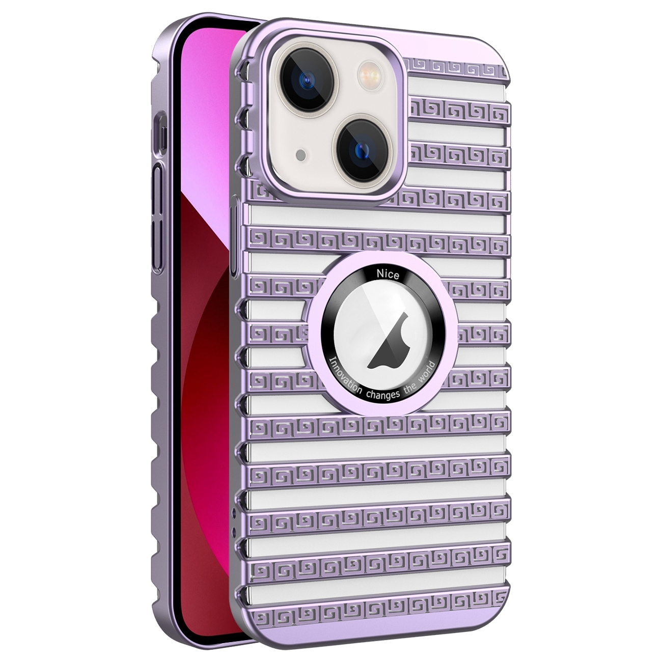 For iPhone 13 Cooling Ladder Electroplated Hollow Phone Case(Purple) - Shopkiz.com