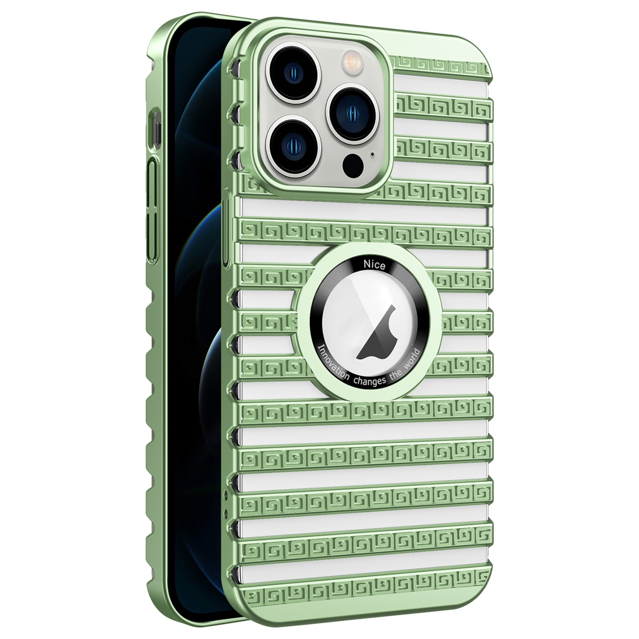 For iPhone 12 Pro Max Cooling Ladder Electroplated Hollow Phone Case(Green) - Shopkiz.com
