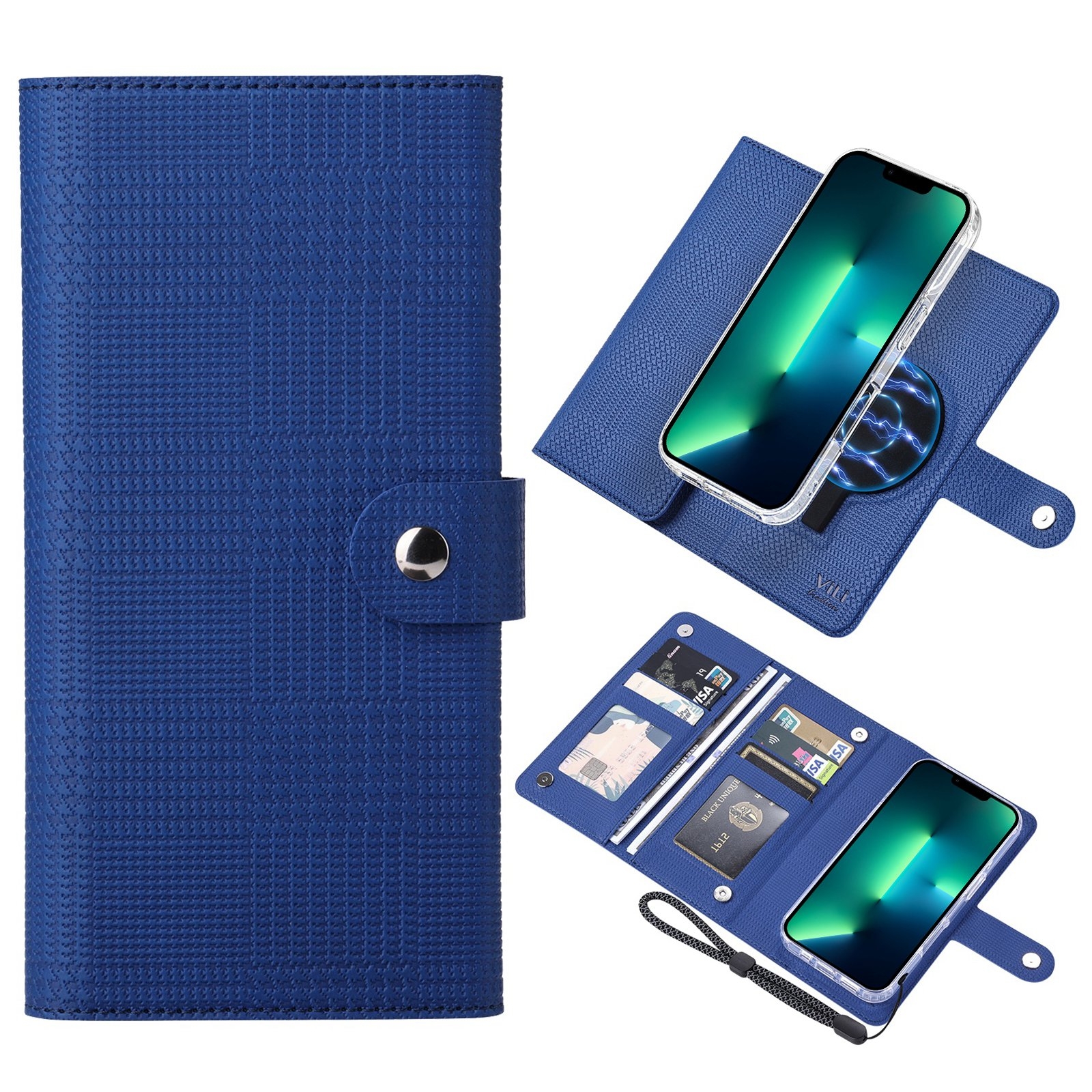 For iPhone 13 Pro Max ViLi GHA-C Series RFID MagSafe Magnetic Flip Leather Phone Case(Blue) - Shopkiz.com