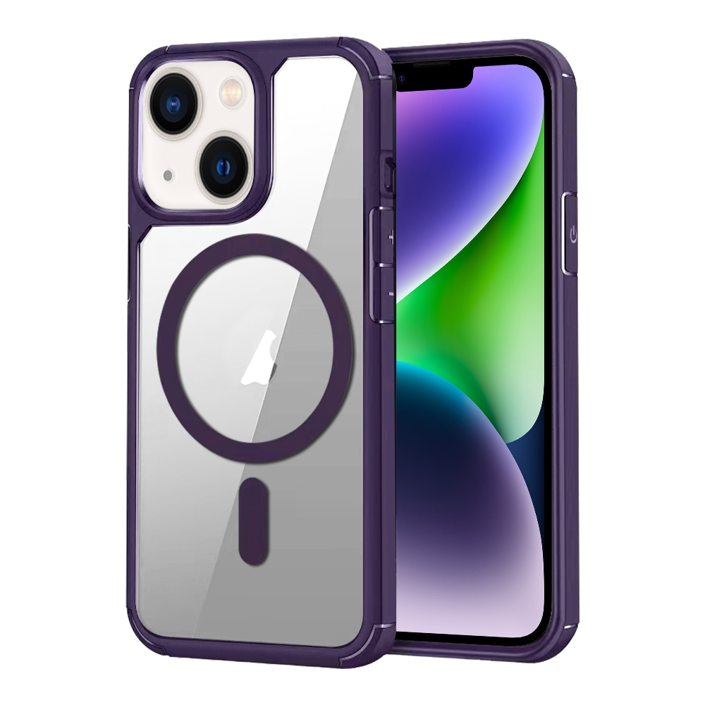 For iPhone 14 MagSafe Acrylic Hybrid TPU Phone Case(Purple) - Shopkiz.com