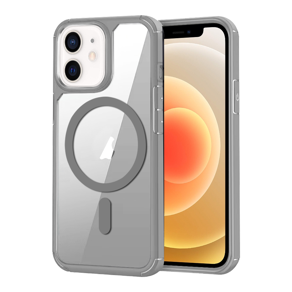 For iPhone 12 MagSafe Acrylic Hybrid TPU Phone Case(Grey) - Shopkiz.com