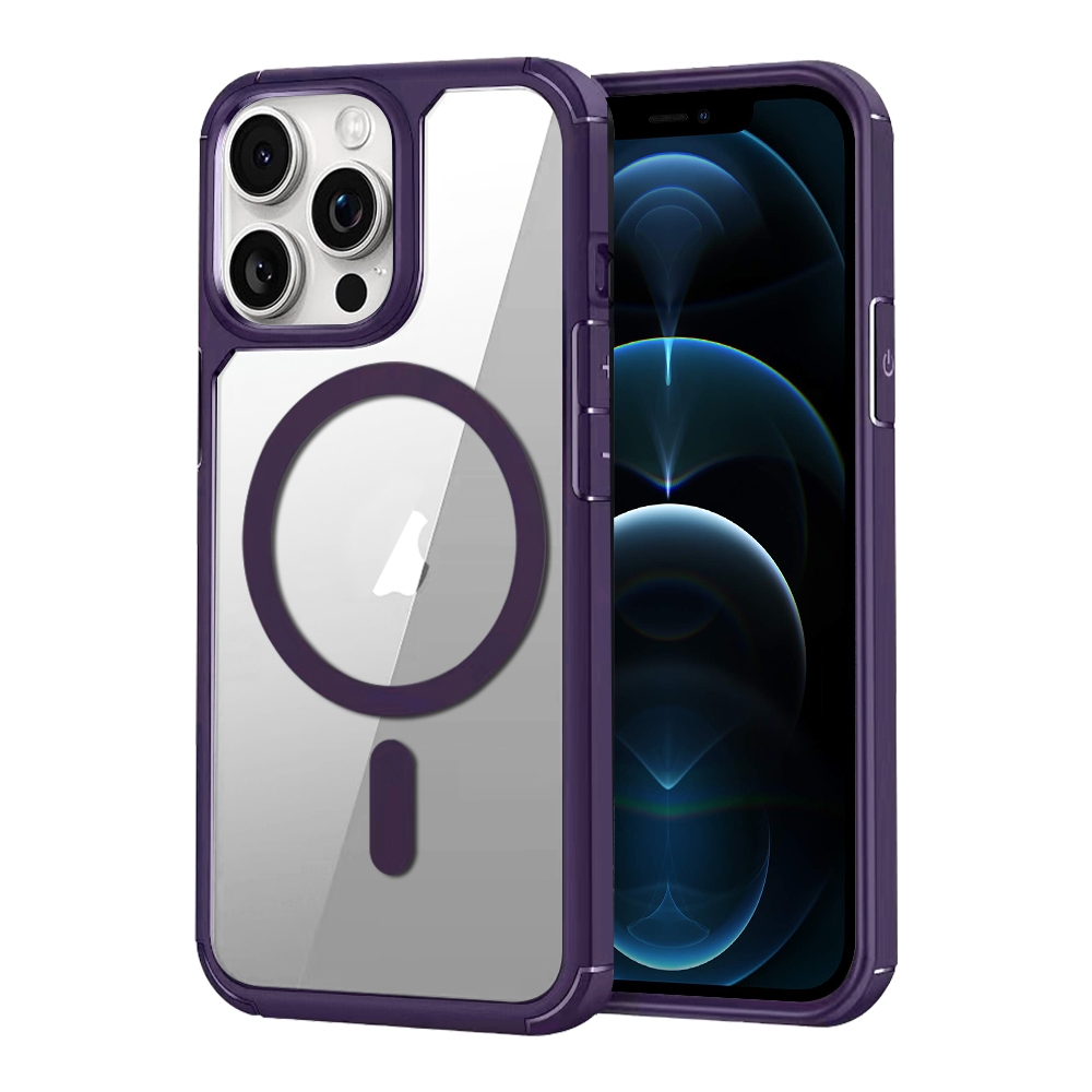For iPhone 12 Pro Max MagSafe Acrylic Hybrid TPU Phone Case(Purple) - Shopkiz.com