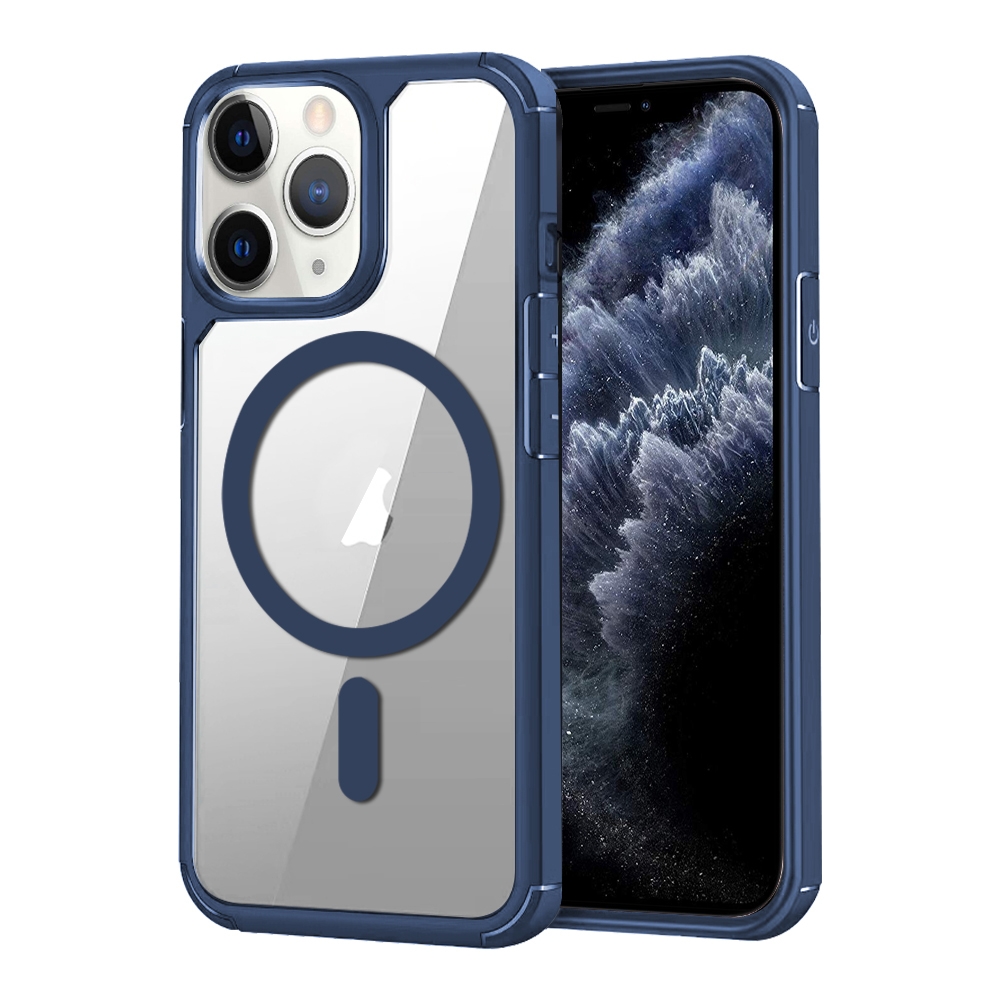 For iPhone 11 Pro MagSafe Acrylic Hybrid TPU Phone Case(Royal Blue) - Shopkiz.com